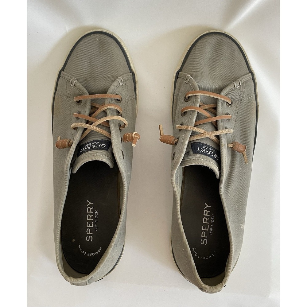Sperry Top-Sider Boat Deck Shoes Size 9.5 Gray Canvas Fabric Slip On Grey - Picture 5 of 7